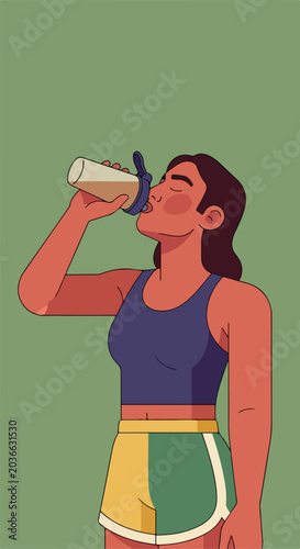 Person drinking from a shaker bottle after workout