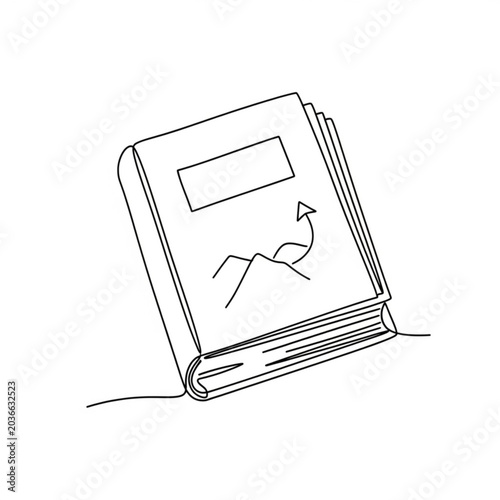 Outline of a guide book with mountain illustration on cover  