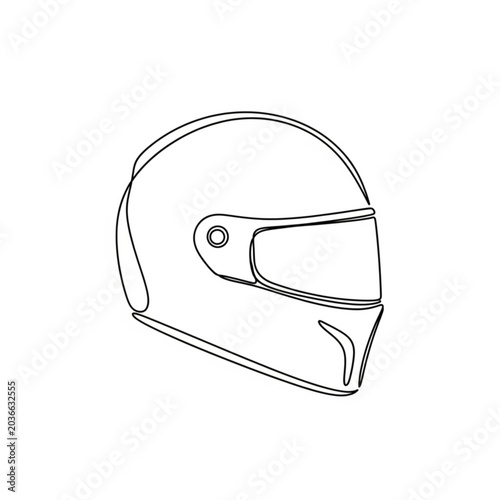 Line art illustration of a racing helmet on white background  