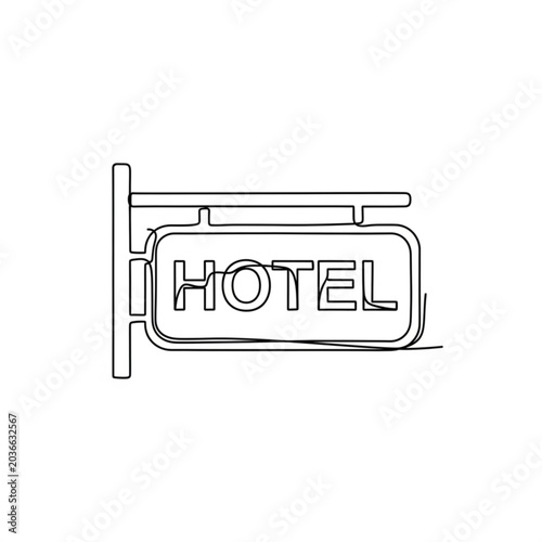 Hotel sign in minimalist style with linear design  