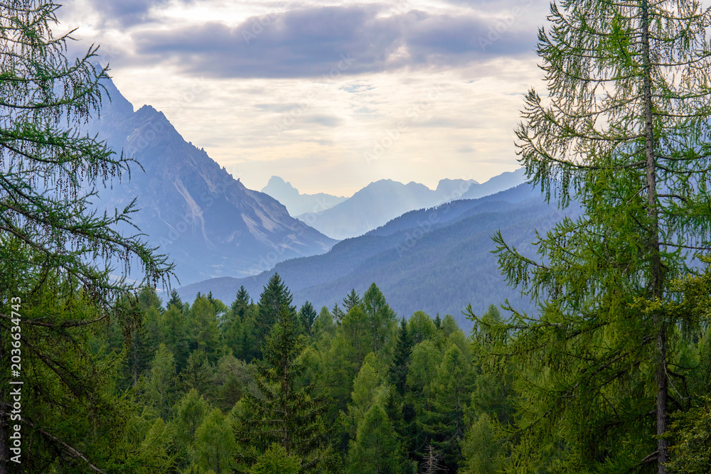 Fototapeta premium Scenic view in Cortina D'Ampezzo valley in the Dolomite Alps, Italy