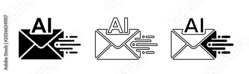 Fotografi Ai powered email communication icons