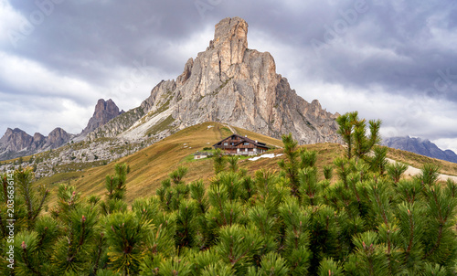 Mountain peak on the top of Giau pass in the Dolomite Alps, Italy