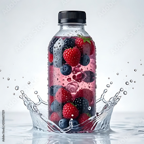 Detox berry infused water aesthetic bottle