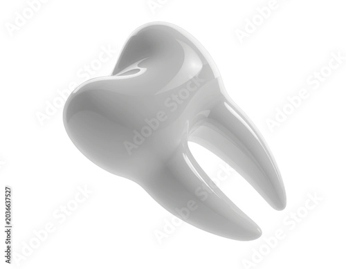 3D Rendered Human Tooth Isolated on White Background with Soft Shadow