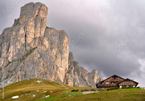Mountain peak on the top of Giau pass in the Dolomite Alps, Italy