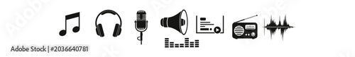 Foto Audio Equipment Icons Set On Transparent Background
