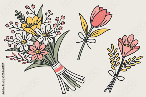 Colorful bouquet of flowers illustration