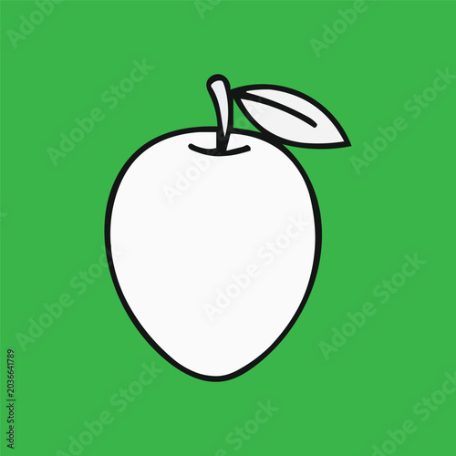 Minimalist Apple Icon: A simple white outline of an apple with a leaf and stem sits centered on a vibrant green background, representing health and freshness.