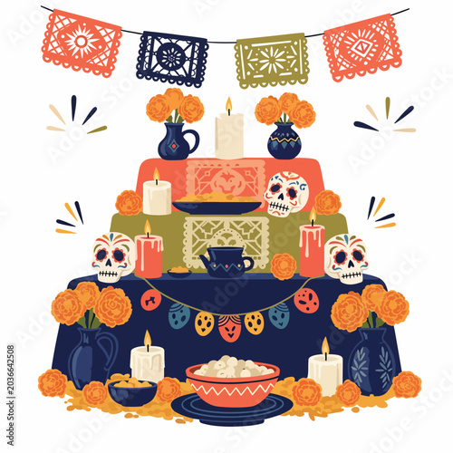 Cuadro en lienzo Day of the Dead altar setup 4.