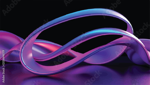 Canvastavla Complex abstract interwoven glowing neon ribbons with abstract interwoven backgr