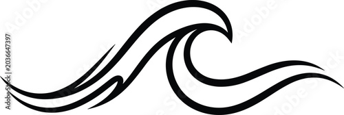 Konstfotografi Stylized Wave Line Art for Minimalist Coastal, Ocean, and Beach Inspired Design