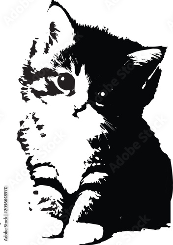 cat vector black and white and silhouette vector