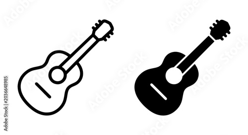 Canvas Print Acoustic Guitar Icons, Music Instrument Symbols, Vector Graphics for Sound and M