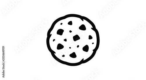Chocolate chip cookie silhouette on a white background