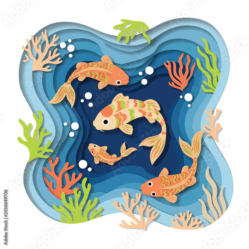 Colorful Koi Fish Swimming Together 7.