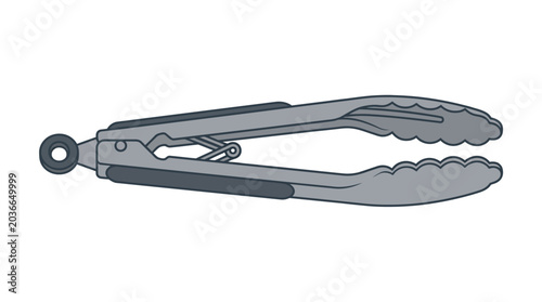 Quadro em tela Gray metal kitchen tongs utensil tool.