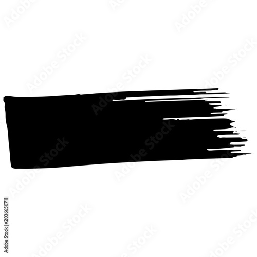 Black paint stroke texture banner. Horizontal grunge brush line backdrop. Distressed ink sticker box for text or typography overlay