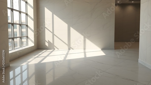 Single Shaft Late Afternoon Sunlight Casting Sharp Window Grid Shadow