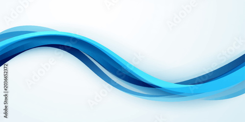 Canvastavla Abstract white and gray background with horizontal flowing 3d wavy ribbons in blue and cyan tones