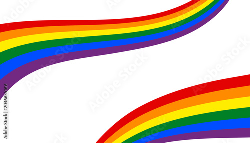 Rainbow spectrum background. LGBTQ pride month flag, flowing ribbon on transparent. Abstract geometric colorful backdrop. Flat vector illustration, banner design