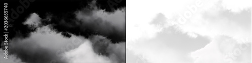 Fotografie Classic gray smoke plumes rising and blending into transparent air for industrial or steam engine simulations