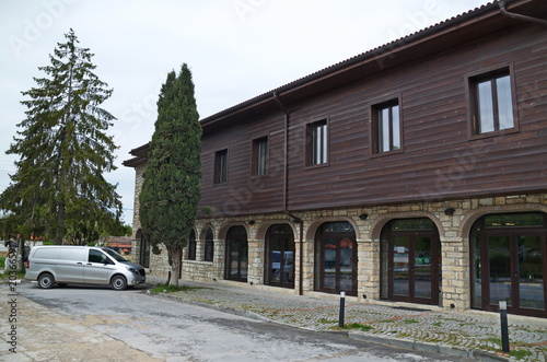 View of the Inn Complex with accommodation, dining and event facilities, built in the spirit of medieval Bulgarian boyar style, Neofit Rilski, Bulgaria 