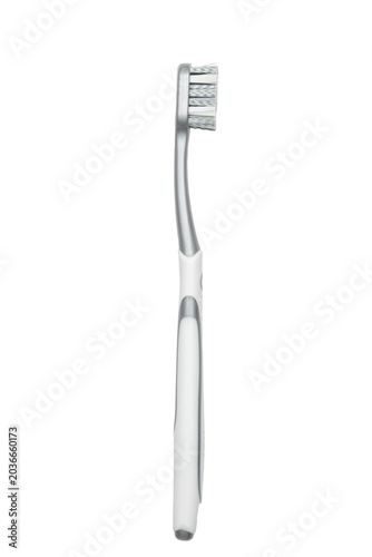 Modern White and Silver Toothbrush Isolated on White Background