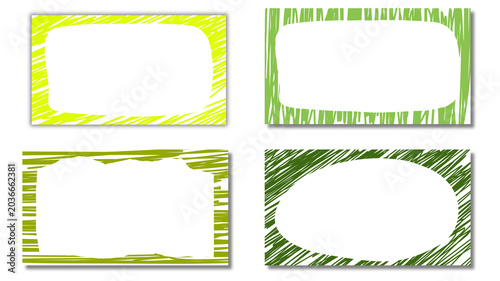 Bild auf Leinwand Set of four hand-drawn green sketchy frames