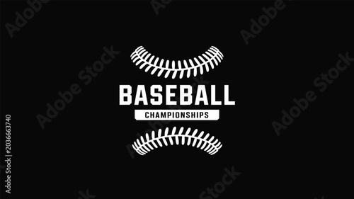 Professional minimalist white baseball championship logo featuring bold block lettering and ball stitching on a black background.