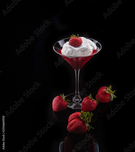 Strawberry Desert in a Martini Glass - 3