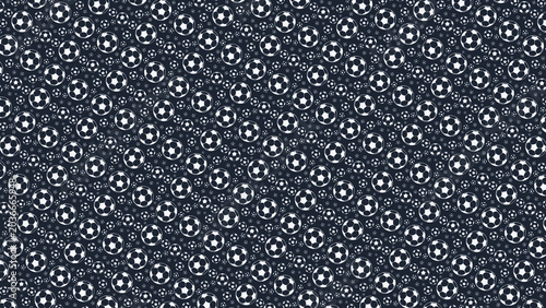 Dark navy blue soccer ball seamless pattern
