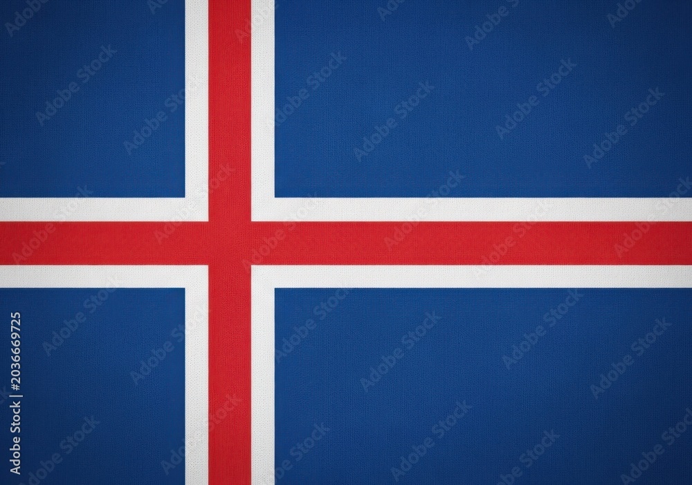 Fototapeta premium National flag of iceland with fabric texture