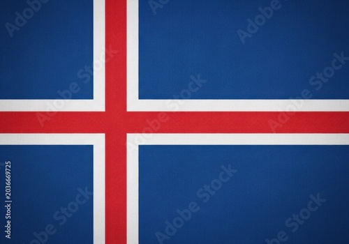National flag of iceland with fabric texture