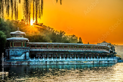Corridor Gallery Sunset Beihai Park Beijing China