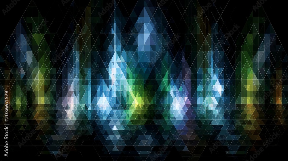 Obraz premium A vibrant and dramatic abstract artwork with geometric shapes and bright colors on a black background