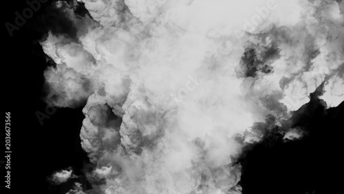 Foto Dramatic white smoke explosion on black background, thick billowing steam clouds
