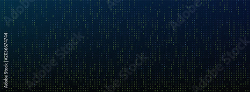 Binary Rain, Matrix Code Rain, Matrix Data Rain. Futuristic Digital Background With Glowing Binary Code And Matrix Rain Effect.