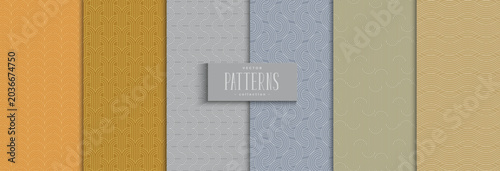 Seamless wave patterns collection in warm and cool tones vector illustration