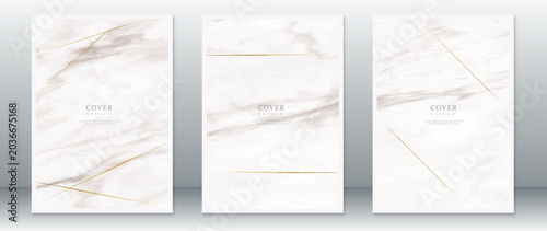 Elegant marble and gold line vector backgrounds for luxury branding and social media covers