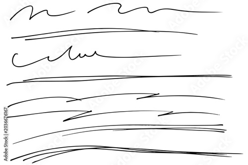 手描きの文字の下の線　アンダーラインセット　ベクター