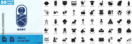 Bild auf Leinwand Baby Solid Editable Icons set