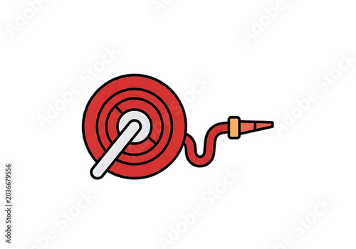 Slika na platnu Minimal fire hose icon isolated on transparent background for emergency and safety design use