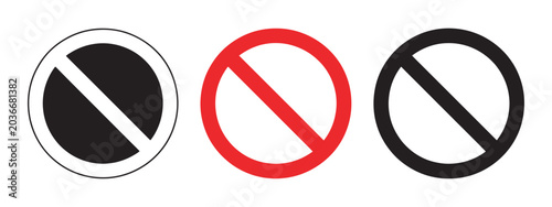 Foto Prohibition icon vector set, no symbol restriction signs and ban circle slash wa