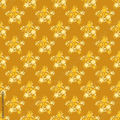 Yellow stars checkerboard seamless pattern background.
