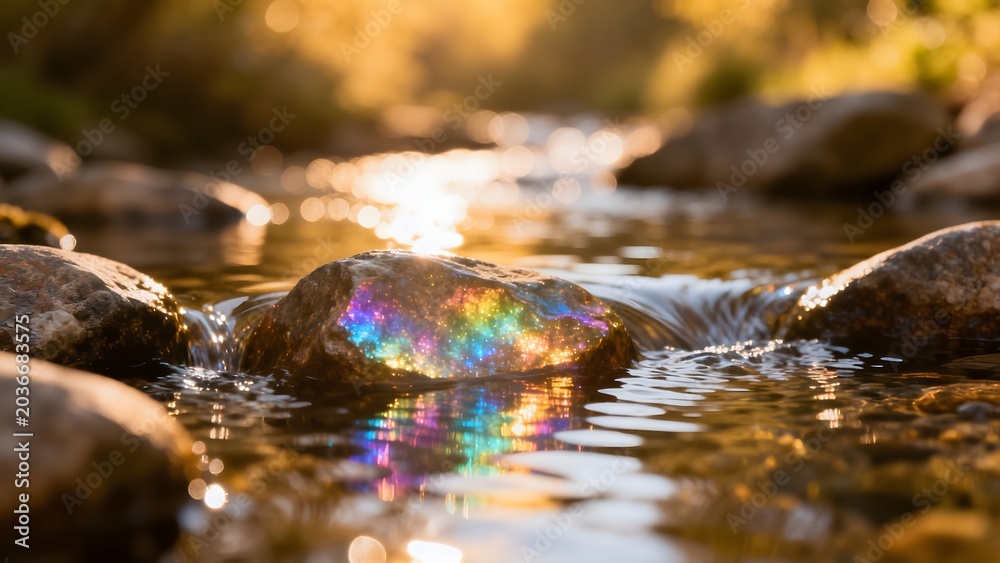 Obraz premium Colorful rock in flowing stream