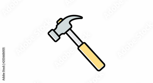 Fotografía Hammer with wooden handle tool.