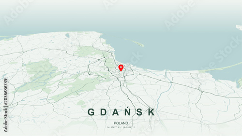 Obraz na plátne Modern minimalist vector map of Gdansk, Poland