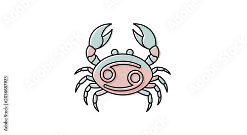Foto Colorful cartoon crab side view.
