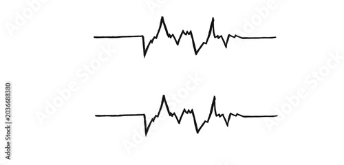 Heartbeat Waveform Doodle Vector – ECG Line Art Pulse Black Outline

